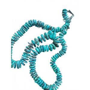 Turquoise Stone Beaded Necklace with Silver Clasp